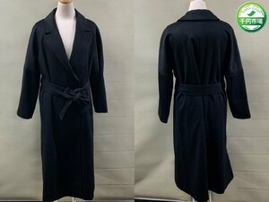 【Y-9299】allureville アルアバイル カシミヤ コート アウター ブラック系 ロング 現状品【千円市場】