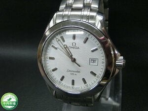 【N-5869】1円 稼動品 OMEGA Sea master オメガ シーマスター ホワイト系文字盤 120m クォーツ 白系 シルバー系 電池交換済【千円市場】