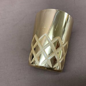 【N2-1224】金属製 酒器 コップ カップ カット ぐい呑み 冷酒グラス 5客 セット 金属工芸 現状品【千円市場】の画像2