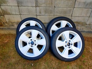 ホワイト！BMWミニ・クロスオーバーR60用　BBS 純正 アルミホイール　18インチ　8J　+46　PCD120　5穴　タイヤ　225/45R18　4本SET