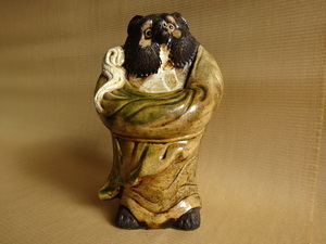  Showa Retro Shigaraki ... ornament total length approximately 32cm..... asian racoon Shigaraki .. thing Shiga prefecture antique goods shop front display 