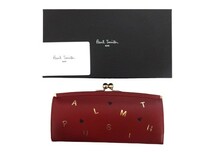 新品未使用 正規品 ポールスミス Paul Smith 長財布 がま口財布 PSレターズ 牛革 レッド KPW023-20 箱あり タグあり レディース_画像5