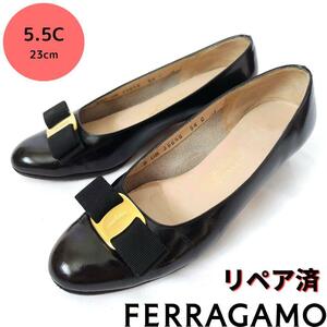 サルヴァトーレ・フェラガモ【Ferragamo】ヴァラ エナメル パンプス 黒