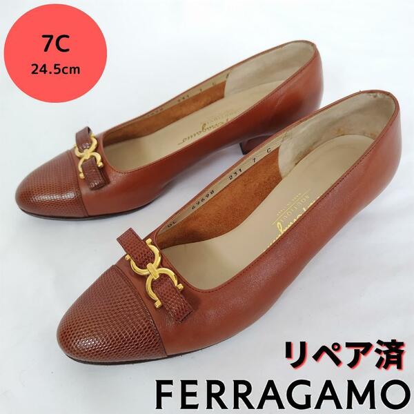 良品サルヴァトーレ・フェラガモ【Ferragamo】ダブルガンチーニ パンプス