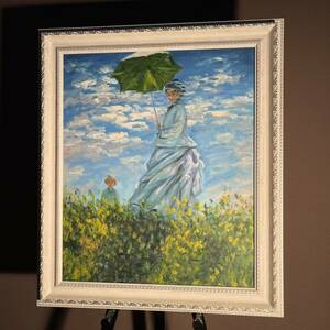 Art hand Auction Handgeschriebenes Ölgemälde von Claude Monet, Person mit Sonnenschirm, gerahmtes Gemälde im Innenraum, Malerei, Ölgemälde, Natur, Landschaftsmalerei