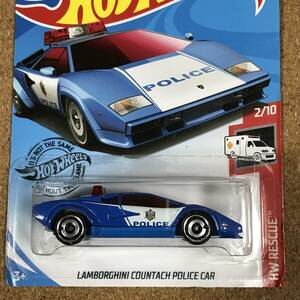 (142B). LAMBORGHINI COUNTACH POLICE CAR, ブルー, ベーシックカー【ホットウィール】