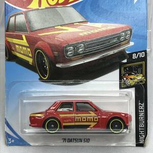 (5-97R) '71 DATSUN 510, MOMO, レッド, ベーシックカー【ホットウィール】