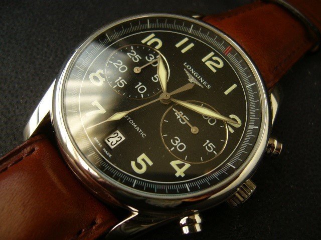  Longines * самозаводящиеся часы *abige-shon2. глаз хронограф Ⅱ*BLACK-D*2 лет распродажа гарантия & принадлежности есть новый товар!!