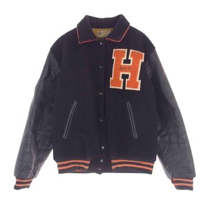 ヒューイット HEWITT 袖レザー スタジャン スタジアム アワード ジャケット ブラック系【中古】