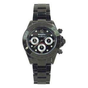 A BATHING APE アベイシングエイプ T003 BAPEX ベイペックス デイトナタイプ 腕時計 ウォッチ ブラックカラー ブラック文字盤【中古】