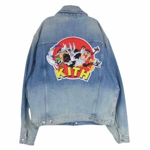 キス KITH LOONEY TUNES DENIM JACKET ルーニーチューンズ ピンバッジ ユーズド加工 デニムジャケット インディゴブルー系 S【中古】