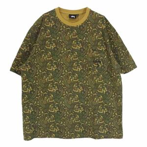 STUSSY ステューシー 314066 UNION PAISLEY POCKET CREW 丸首 クルーネック Ｔシャツ カーキ系 L【中古】