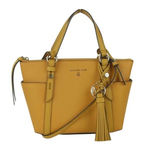 Michael Kors マイケルコース MKロゴ タッセルチャーム付き 2way レザー トート ショルダー バッグ 山吹色系【美品】【中古】