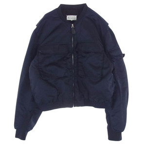 MAISON MARGIELA メゾンマルジェラ 20SS S50AM0440 Bomber jacket 中綿 クロップド ボンバージャケット ネイビー系 50【中古】