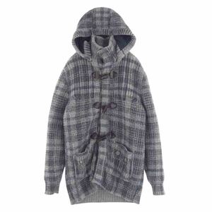  Burke Bark check wool knitted duffle coat gray series L[ used ]