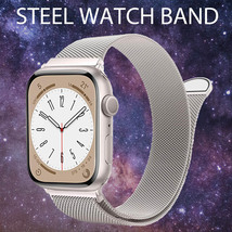 AppleWatchband 42mm 44mm 45mm 49mm series SE 9 アップルウォッチバンド ステンレス マグネット 銀 シルバー スターライト 磁石 送料無料_画像1