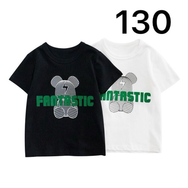 キッズ 3D風 Tシャツ 半袖 ベアー 立体 稲妻 ベアー クマ 韓国 ロボットベアー