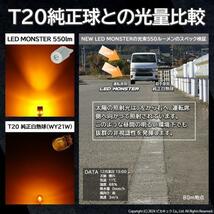 T20S led マツダ アクセラセダン (BM系 前期) 対応 FR ウインカーランプ LED MONSTER 550lm ピンチ部違い アンバー 2個 5-D-7_画像9