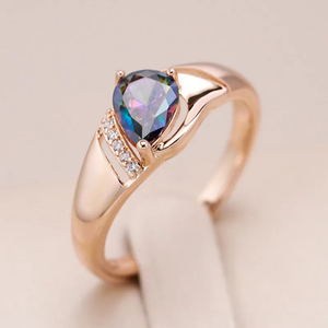 585 rose Gold Mystic topaz Teardrop ring ring 