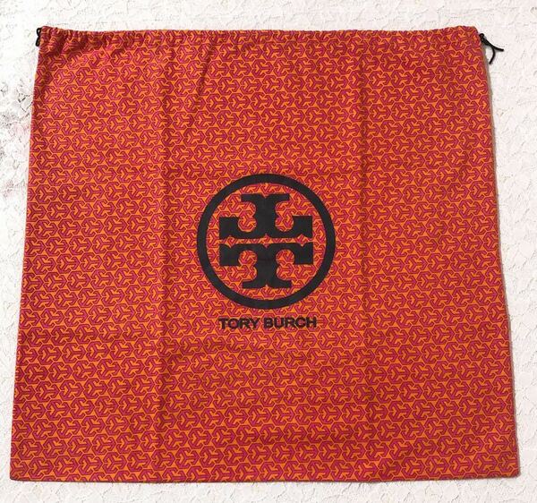 トリーバーチ「TORY BURCH」バッグ保存袋 (3609) 正規品 付属品 布袋 巾着袋 布製 オレンジ系 57×54cm 大きめ バッグ用