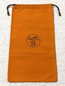 エルメス 「HERMES」シューズ保存袋 1枚 旧型（3698） 正規品 付属品 内袋 布袋 巾着袋 22×40cm オレンジ色