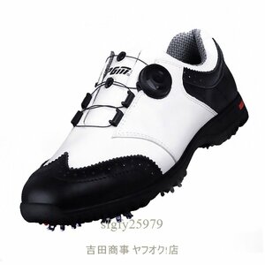 B0051☆新品 PGM アウトドア メンズ スポーツスニーカー レザー 防水 GOLF BOA ゴルフシューズ ランニングシューズ パック付き