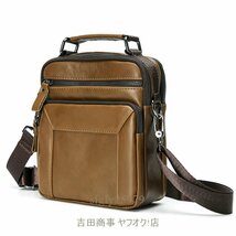 A6940新品ショルダーバッグ 本革 メンズ 男性用 ファスナー ビジネス 斜めがけ 多機能 ブラウン_画像2