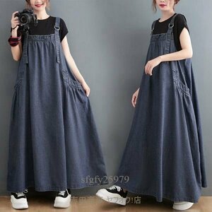 B0801* new goods M-2XL size autumn winter fine quality large size Denim jumper skirt One-piece oversize overall skirt 