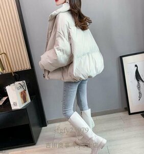 B1003* new goods S-L size autumn winter down coat lady's cotton inside coat large size down jacket outer put on ..* beige 