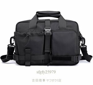 B0455☆新品 Military デザイン ショルダーバッグ メンズ レディース ミリタリー MA-1素材 ビジネスバッグ バッグ ブラック