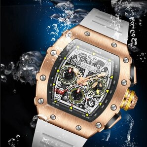 A7731☆新品オノラ-自動巻き時計 高級 カジュアル 防水メカニック 男性用 発光 カジュアル クォーツ 腕時計クロノグラフの画像3