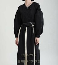 A9938☆新品上質 レディース ロングスカート ワンピース 大人気 パフスリーブ 縫付 大きい裾 ゆったり Mサイズ_画像10