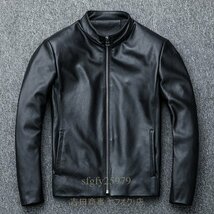 A6720新品メンズジャケット レザー?タイト 牛革 本革ジャケット ブルゾン オイルレザー Ｓ～5ＸＬ ブラウン_画像6