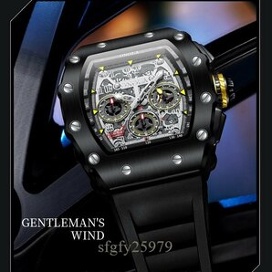 A7731☆新品オノラ-自動巻き時計 高級 カジュアル 防水メカニック 男性用 発光 カジュアル クォーツ 腕時計クロノグラフの画像6