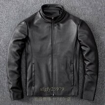 A6720新品メンズジャケット レザー?タイト 牛革 本革ジャケット ブルゾン オイルレザー Ｓ～5ＸＬ ブラウン_画像1