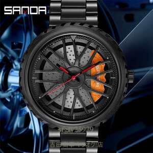A7871☆新品クリエイティブリムハブ時計腕時計メンズ防水ミリタリーステンレス鋼男性時計トップブランドの高級男スポーツ腕時計