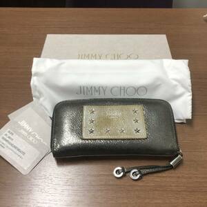 希少 ● JIMMY CHOO ● ジミーチュウ 長財布 ラウンドファスナー フィリッパ スタースタッズ レザー メンズ レディース　メタル 小銭入れ