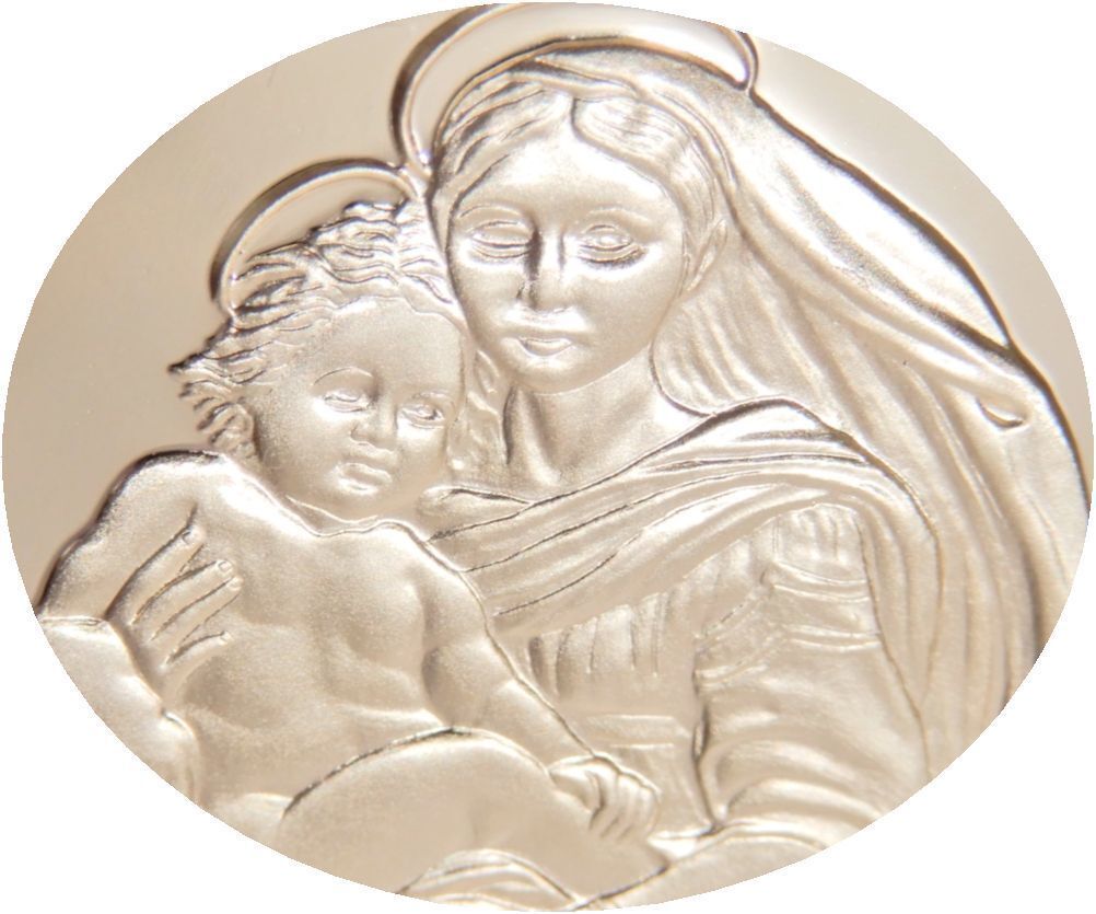 Limited Edition, Very Good Condition, Made by the French Mint, Ministry of Finance, Mint, Certification Stamp, Sistine Virgin, Christian Painting, Sterling Silver, Commemorative Medal, Plaque, Insignia, Coin, metal crafts, made of silver, others