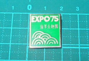 未使用 昭和レトロ 美品 1975年 EXPO75 沖縄 国際海洋博覧会 水族館 と イルカの国 記念品 記念章 記章 バッジ バッチ メダル スーベニア