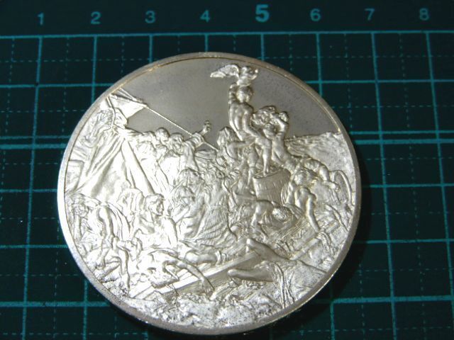 限量品 品相良好 法国造币厂制造 19 世纪画家 Géricault 绘画 皇家海军军舰 美杜莎 纯银 银质纪念章 钱币瓷砖, 金属工艺品, 银制的, 其他的