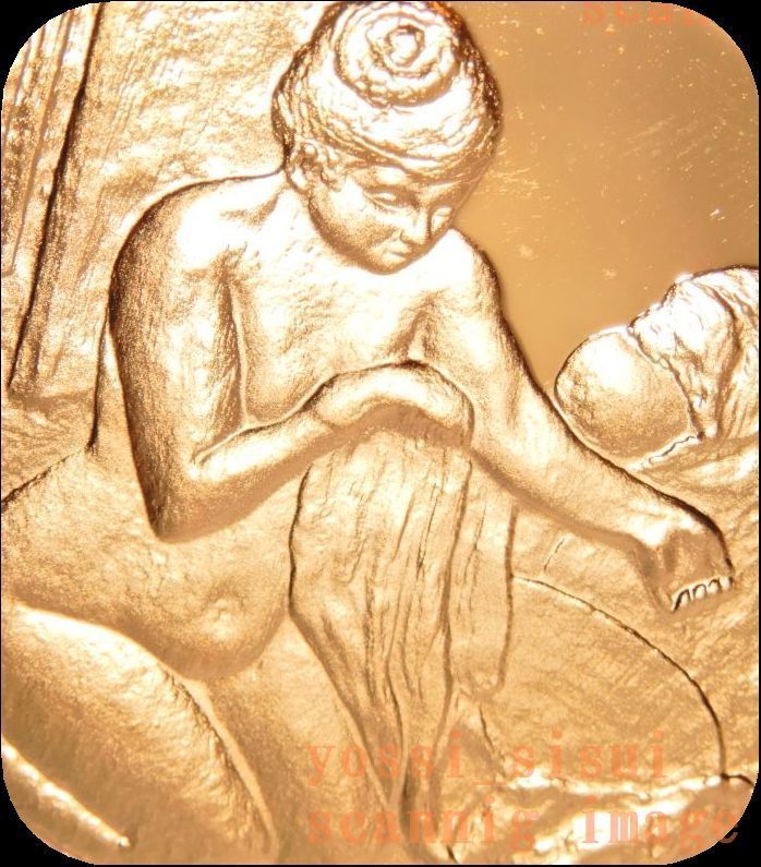Rare, limited edition, made by the French Mint, painting by painter Degas, bathtub, woman bathing, relief, pure gold finish, pure silver, silver medal, coin, badge, badge, Metal crafts, Silver, others