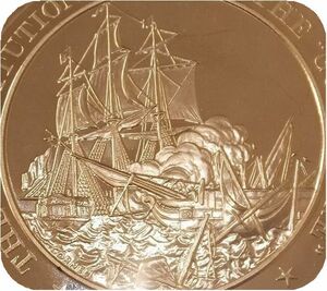 レア 限定品 1812年 米英戦争 海軍 海戦 USS コンスティチューション 対 HMSゲリエール 戦艦 フランクリンミント 造幣局製 記念メダル 記章