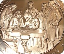 レア　限定品 1782年　アメリカ独立戦争　パリ条約　予備条約調印　フランクリンミント 記念メダル コイン　スーベニア　記章　記念章_画像1