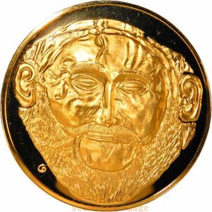  rare limitation issue beautiful goods fine art collection Greece myth mike-ne. .agamemno-n yellow gold mask mask original gilding memory medal coin 