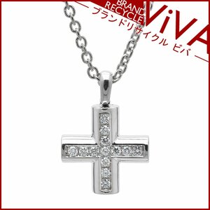  BVLGARY Gree k Cross diamond pendant necklace K18WG white gold beautiful goods new goods has been finished 