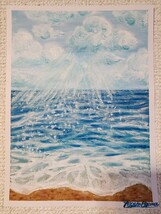 海　風景画　アート　インテリア　絵画　パステル画　アクリル画_画像1