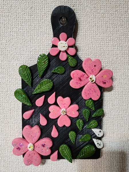 インテリア　桜　テクスチャーアート　ミクストメディア　アクリル画　花の絵