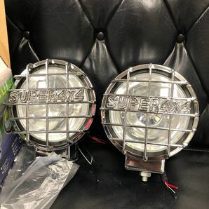 1000円～売り切り【訳なし】オフロード 大型ハロゲンフォグランプ H3 100W LED イカリング 丸型タイプ クリア クロームメッキ 2個 1SETの画像1