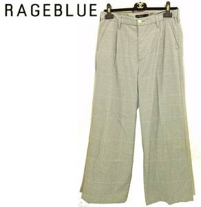  стоимость доставки 520 иен ~ RAGEBLUE в клетку широкий брюки мужской M размер светло-серый RB010434AD тонкий брюки Rageblue 