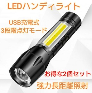 ハンディライト LED 懐中電灯 超強力 ランタン キャンプ アウトドア 携帯　2本セット